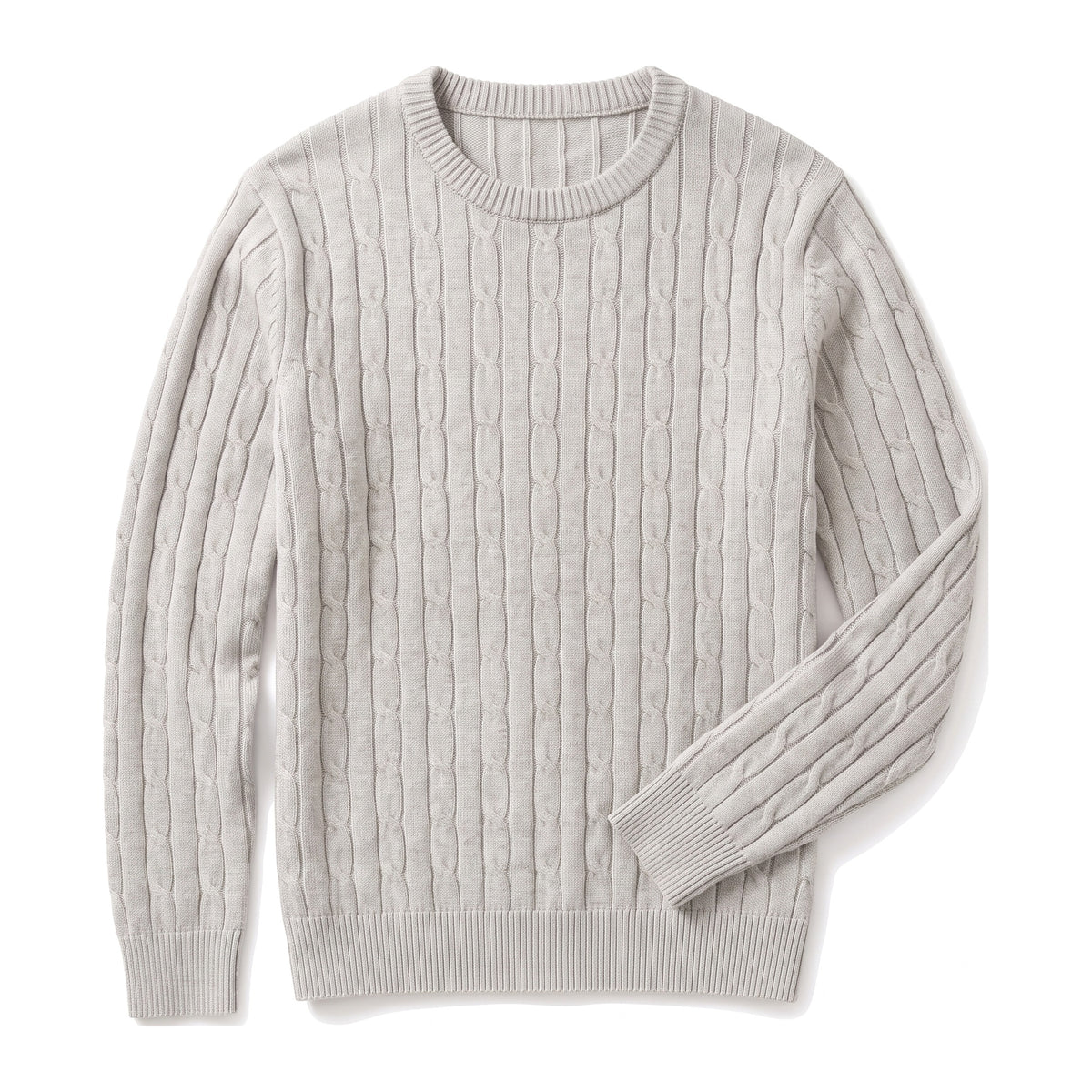 Corda Zopfpullover in Grau, liegend von vorn