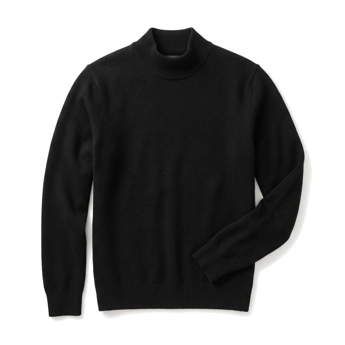 Sfumato Wollpullover in Schwarz, liegend von vorn